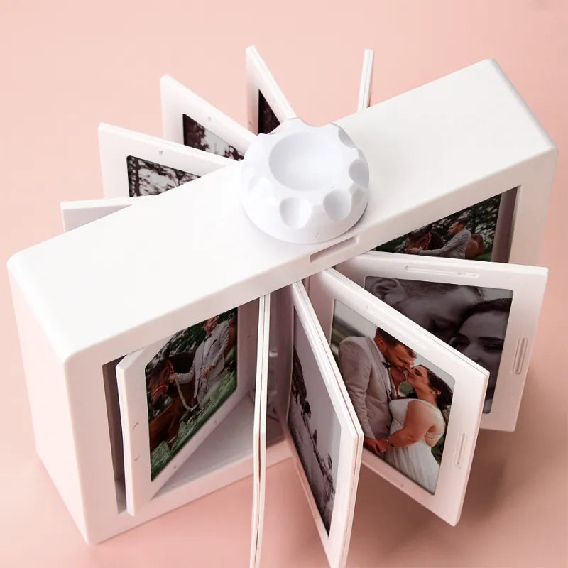 Personalized Rotating Photo Frame Carousel Custom Photo Desktop Photo Reel Flip & Spin Photo Box  Anniversary GIft For Wife