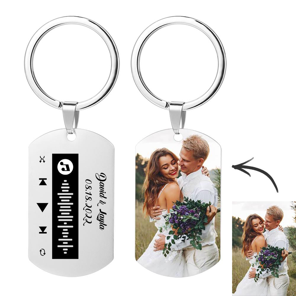 Custom Keychain with Picture Custom Scannable Code Music Song Code Keychain For Wife