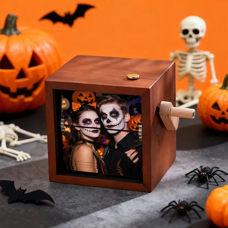 Custom Halloween Photo Flipbook Frame Animation Machine Hand cranked Detachable Photos with Light Halloween Gifts