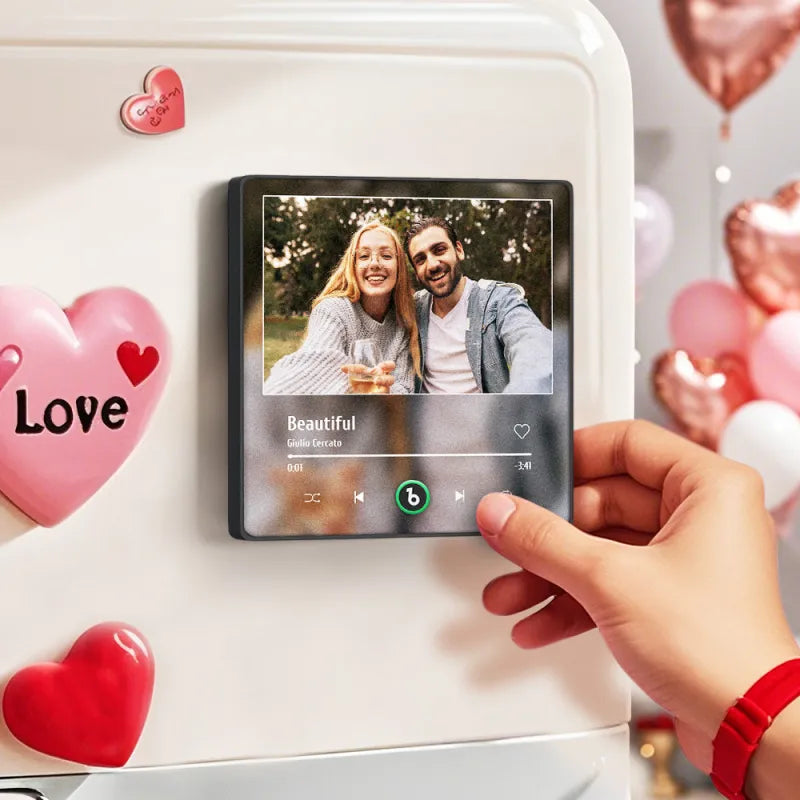 Personalized FridgeBeats Framed 4.0 Custom Music And Photo Fridge Magnet Valentines Gifts for Couple