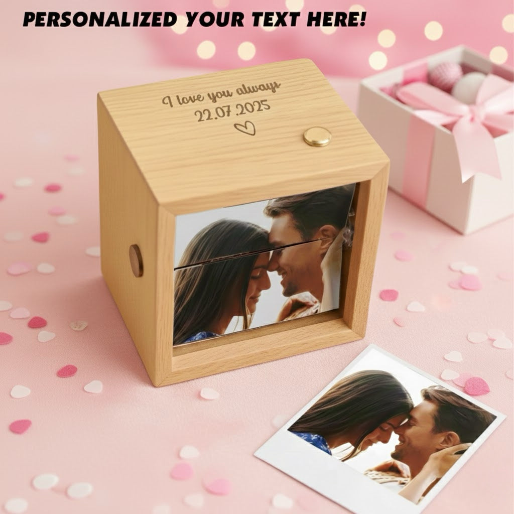 Custom Text, Photo & Music Flipbook Frame Animation Machine Detachable Photos Hand cranked with Light Anniversary Gifts