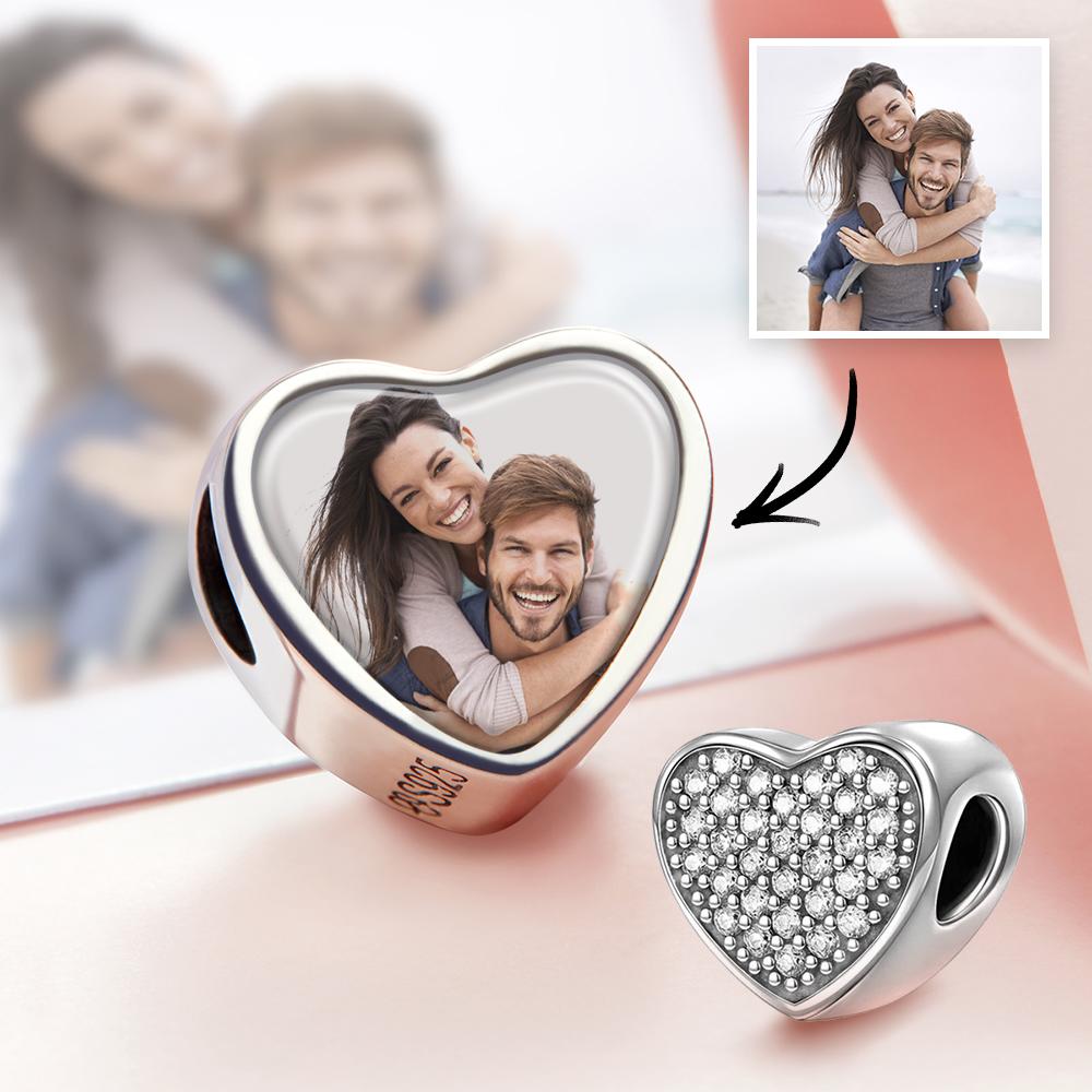 Custom Heart Photo Charm Personalized Picture Bead