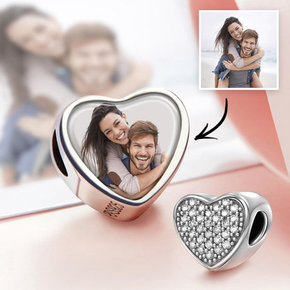 Custom Heart Photo Charm Personalized Picture Bead
