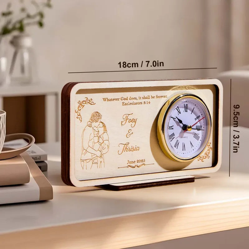 Personalized Wooden Clock Can Custom Photo And Text  Anniversary Gifts