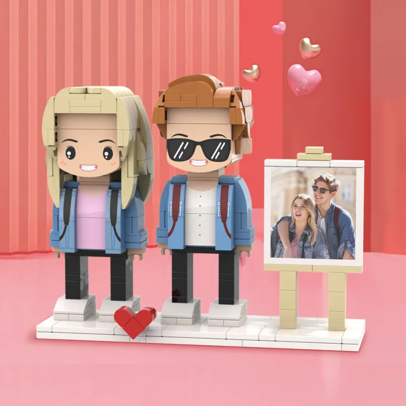 Full Body Customizable 2 People Photo Frame Brick Figures Small Particle Block Gifts for Him