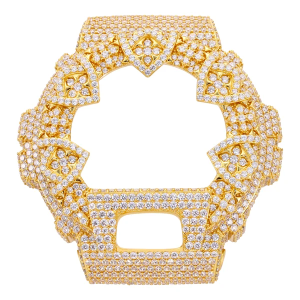 Moissanite Shield Pattern Iced Out Bezel Case Compatible with DW6900 Series CMW0041