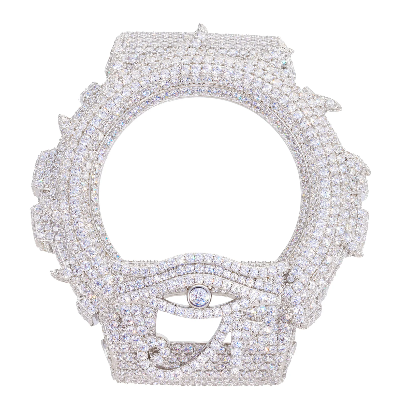 Moissanite Eye Pattern Flame Iced Out Bezel Case Compatible with DW6900 Series CMW0043