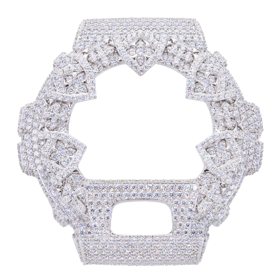 Moissanite Shield Pattern Iced Out Bezel Case Compatible with DW6900 Series CMW0041